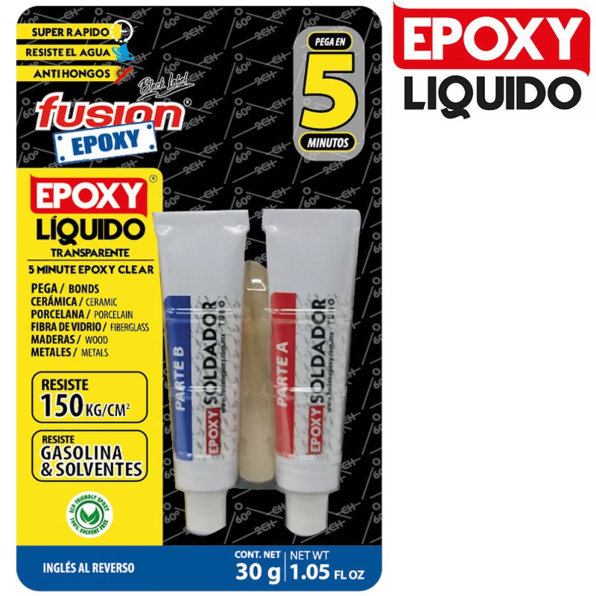 EPOXICO  EN TUBO "FUSION EPOXY" 5 MINUTOS Metal SOLDADOR