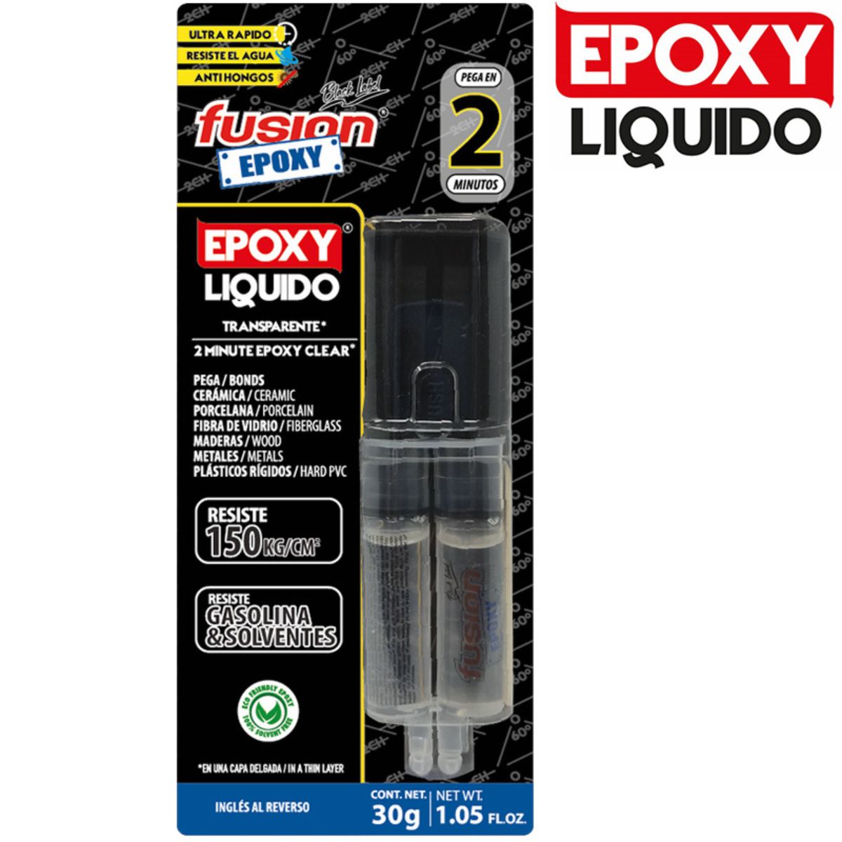 EPOXICO  JERINGA "FUSION EPOXY"   2 MINUTOS TRANSPARENTE