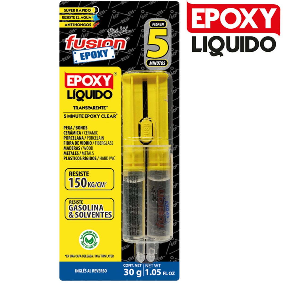 EPOXICO  JERINGA "FUSION EPOXY"   5 MINUTOS TRANSPARENTE