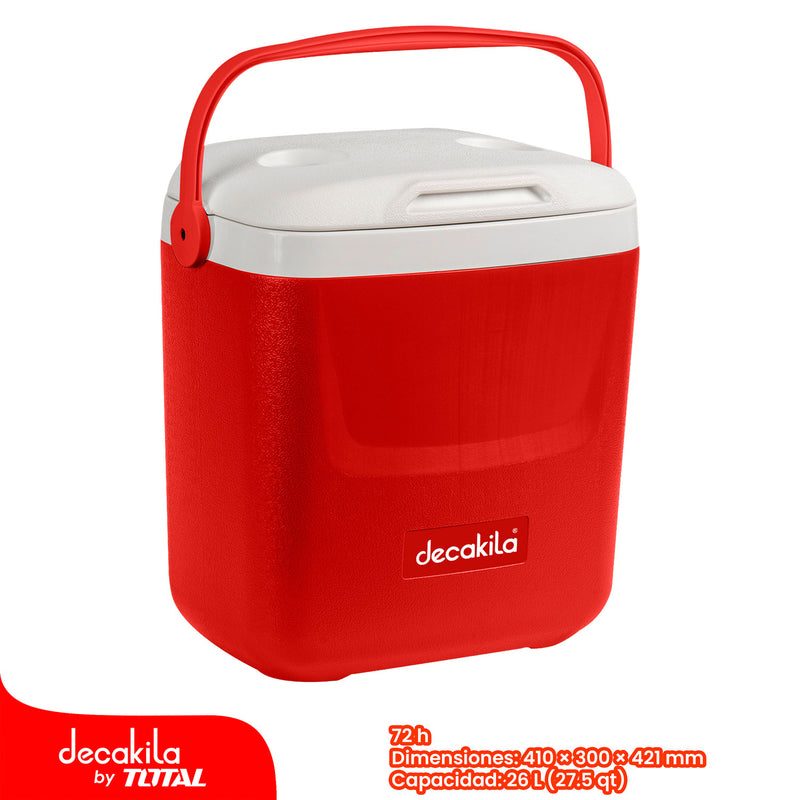 Cooler Portátil 26 L (27.5 QT) Tiempo en frío: 72hrs. 41x30x42.1 cm, Ideal para 33 latas Coca Cola 550ml. Hielera