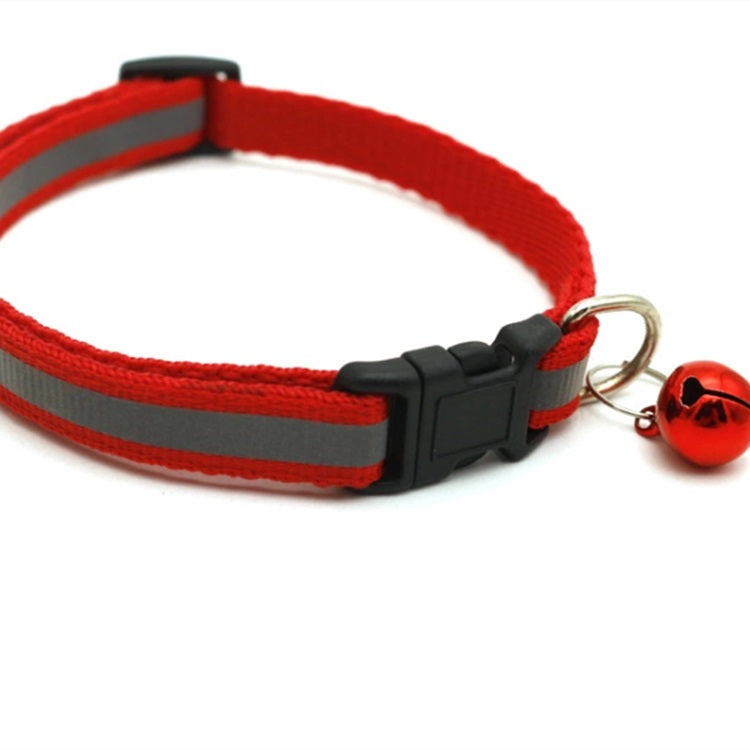 Collar reflectivo con cascabel para mascotas. Ajustable. Color Rojo. 1cm de Ancho