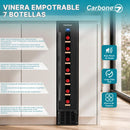 Vinera Empotrable 7 Botellas con Estantes de Madera. Enfriador de Vino con Doble Zona de Temperatura Panel Touch 5-22°C. Color Negro