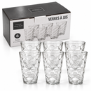 Vasos de Vidrio Transparentes para Jugo de 7 Oz ( 207ml)  con Diseño en Relieve (Set de 6)