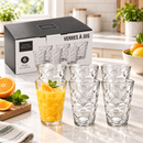 Vasos de Vidrio Transparentes para Jugo de 7 Oz ( 207ml)  con Diseño en Relieve (Set de 6)