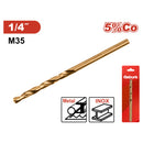 Broca HSS Acero Alta Velocidad. 1/4" Ideal para Metal. Punta 135° Cobalto 5%