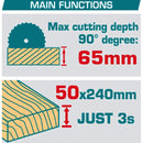 Sierra Circular 20V 7 1/4" 185mm. Motor sin escobillas. 4800rpm. Incluye batería y cargador.