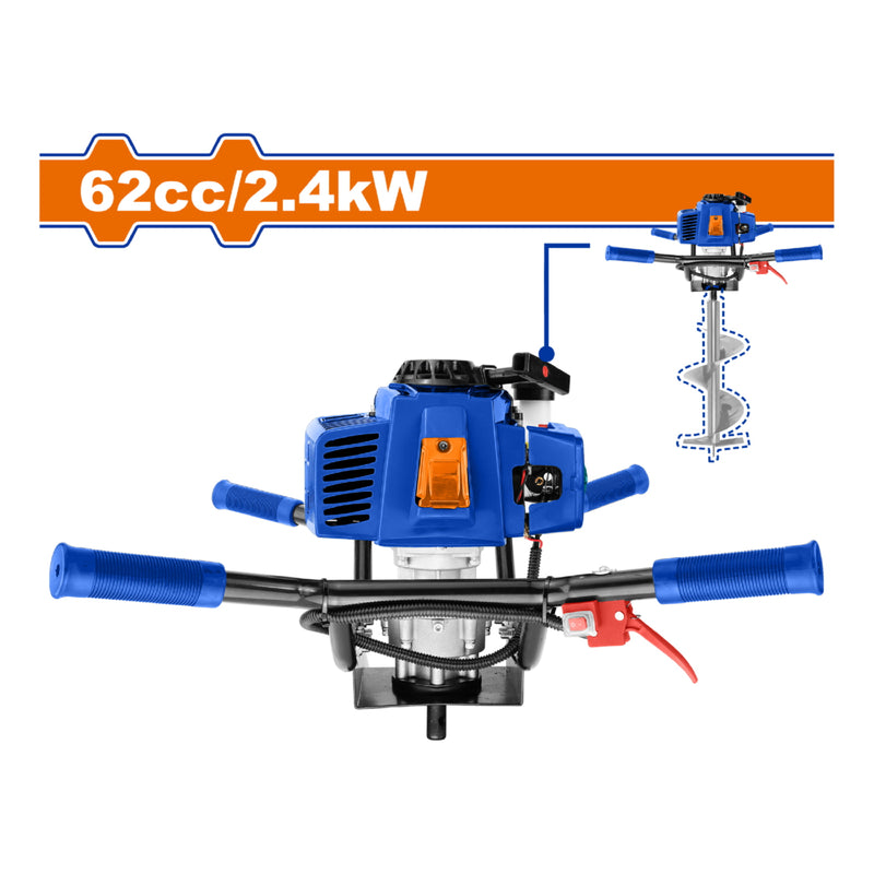 Ahoyadora Pilotera 62Cc 2.4Kw 9000/Min. Motor 2 Tiempos. Combustible 1200Ml Compatible Con WDZ1A62-2. Incluye Kit de Herramientas. Barrenador