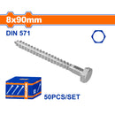 Tornillos Hexagonales 8x90mm de rosca parcial para Madera. Acabado Zinc 50 pzas.