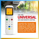 Control Remoto Universal pantalla con luz para Aire Acondicionado, genérico. Funciona con las principales marcas de aires del mercado