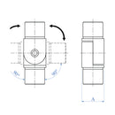Codo regulable cuadrado 40x40mm.