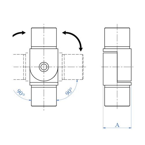 Codo regulable cuadrado 40x40mm.