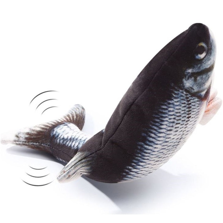 Juguete para Gato pez electronico de movimiento. Carga USB. Tamaño 30cm Color Gris