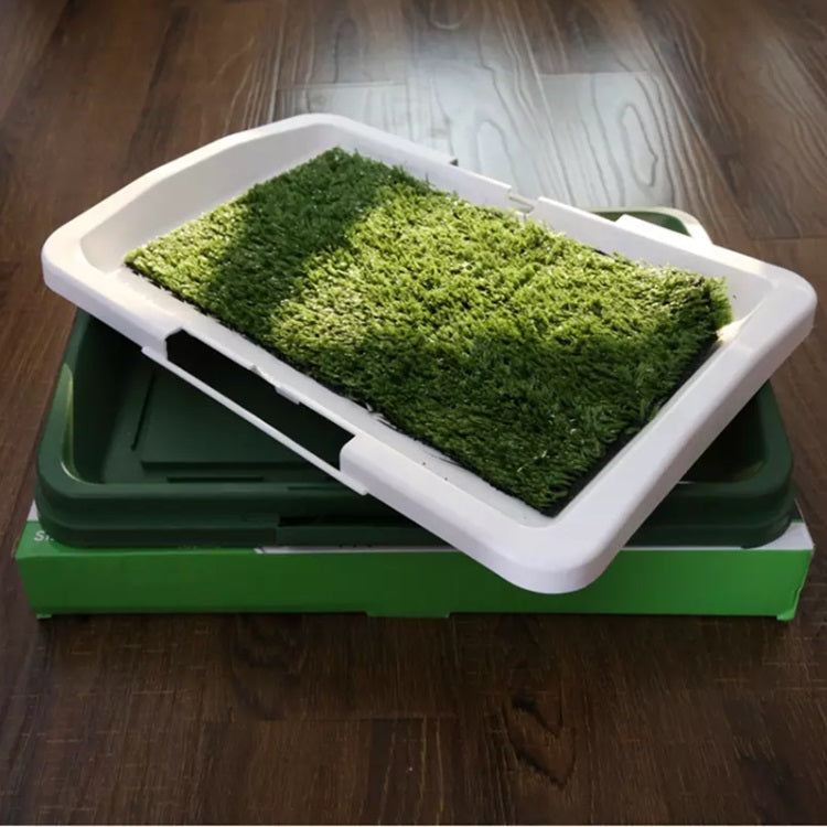 Alfombrilla  con bandeja plastica de entrenamiento para mascotas.  Alfombra de grama sintetica