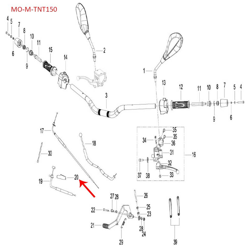 Covertor de cable de embrague (TNT25 / TNT135)