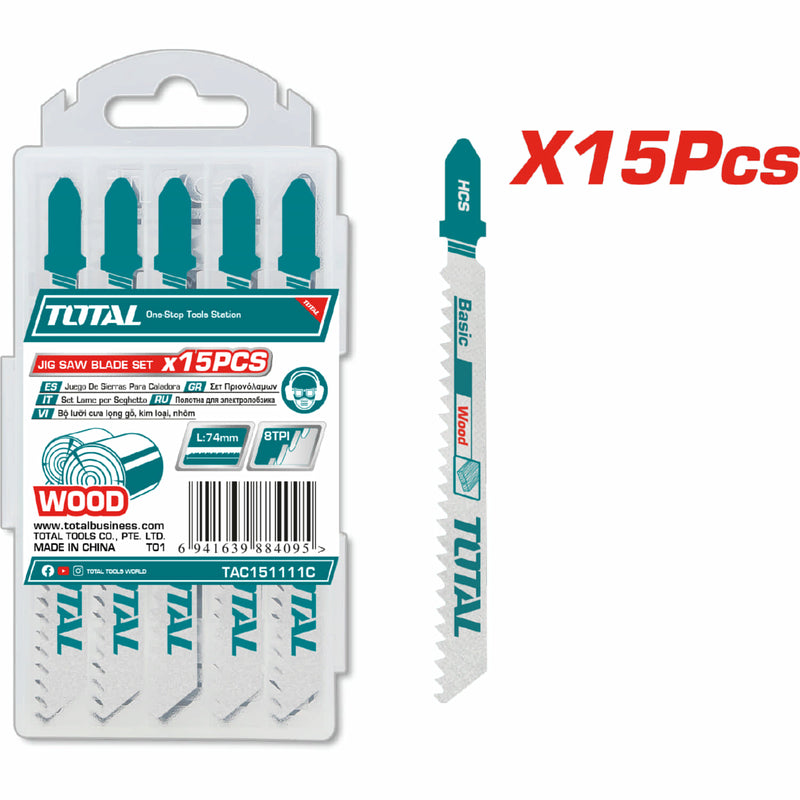 Hojas para sierra caladora Tipo T111C para madera. 74mm. (8 dientes por pulgada) Set de 15