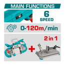 Sierra de Banda Inalámbrica 20V.0-120m/min No incluye batería y cargador.