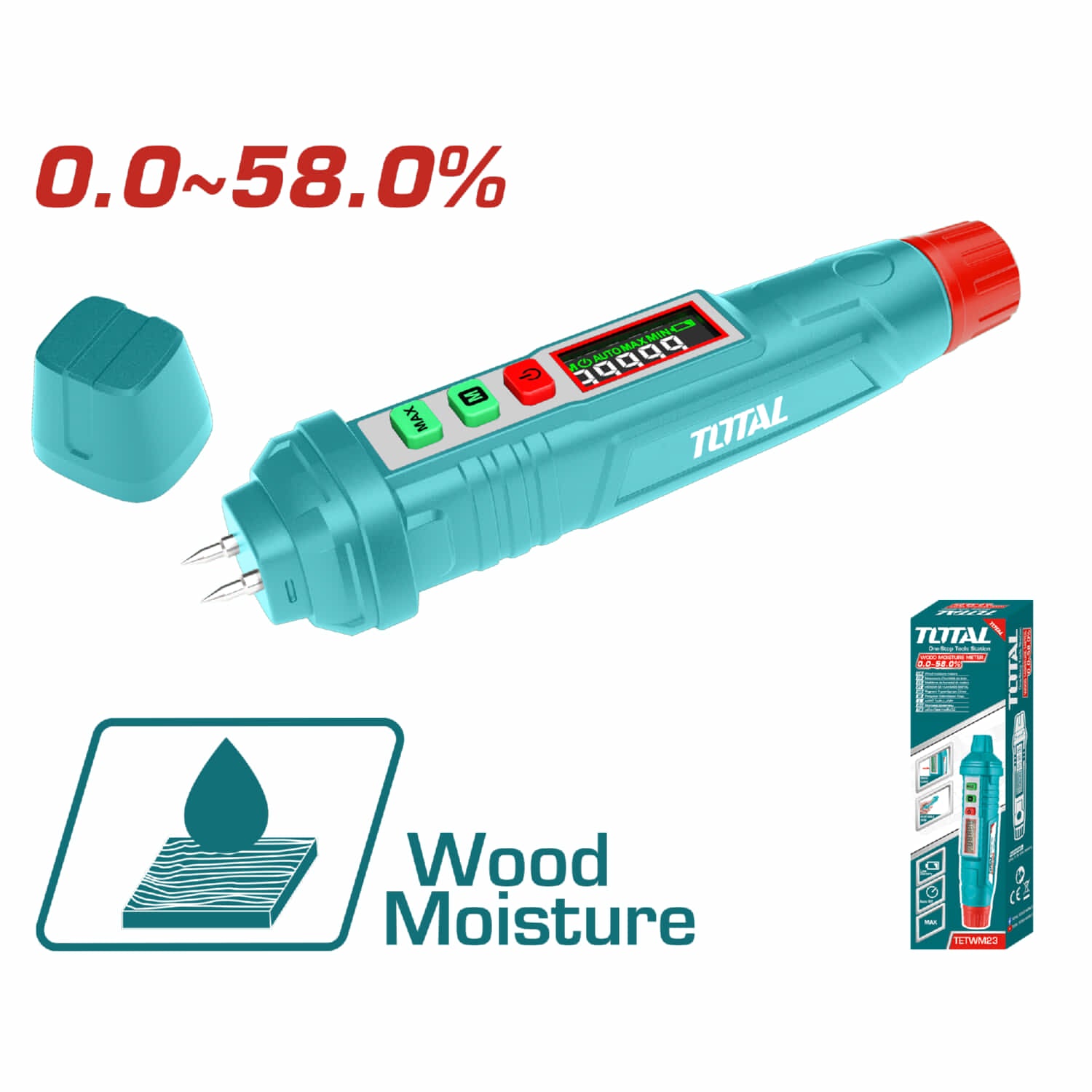 Medidor de humedad para madera y digital con pantalla LCD.