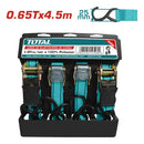 Sujetadores tipo matraca y hebilla 4.5m x 25mm. 0.65T. (Juego de 4 sujetadores)