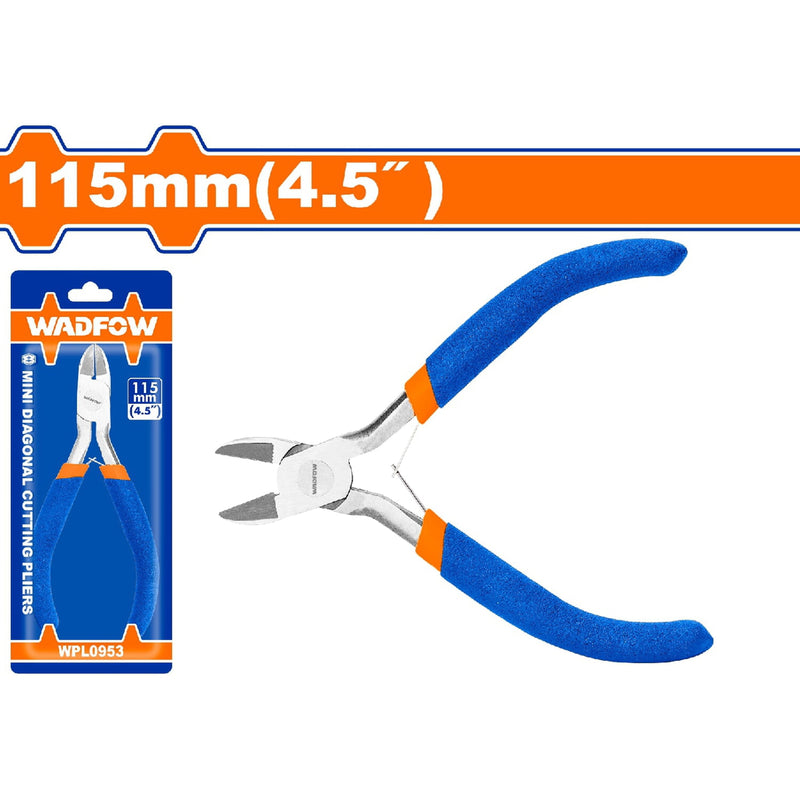 Mini Alicate de corte diagonal 115mm(4.5") Pulido y antióxido. Con mango de plástico.