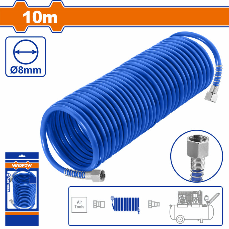 Manguera de aire de 10m. Diámetro 8mm. Solo con conectores roscados.  Para compresor