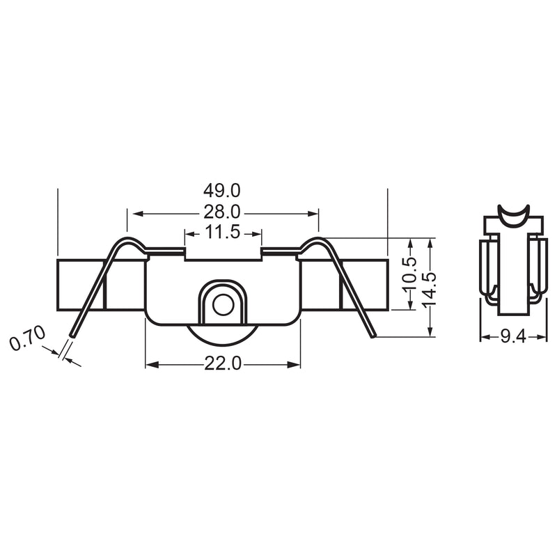 Rodamiento para perfil de vitrina C-A0059. Material POM con reolineras ( se vende por unidad)