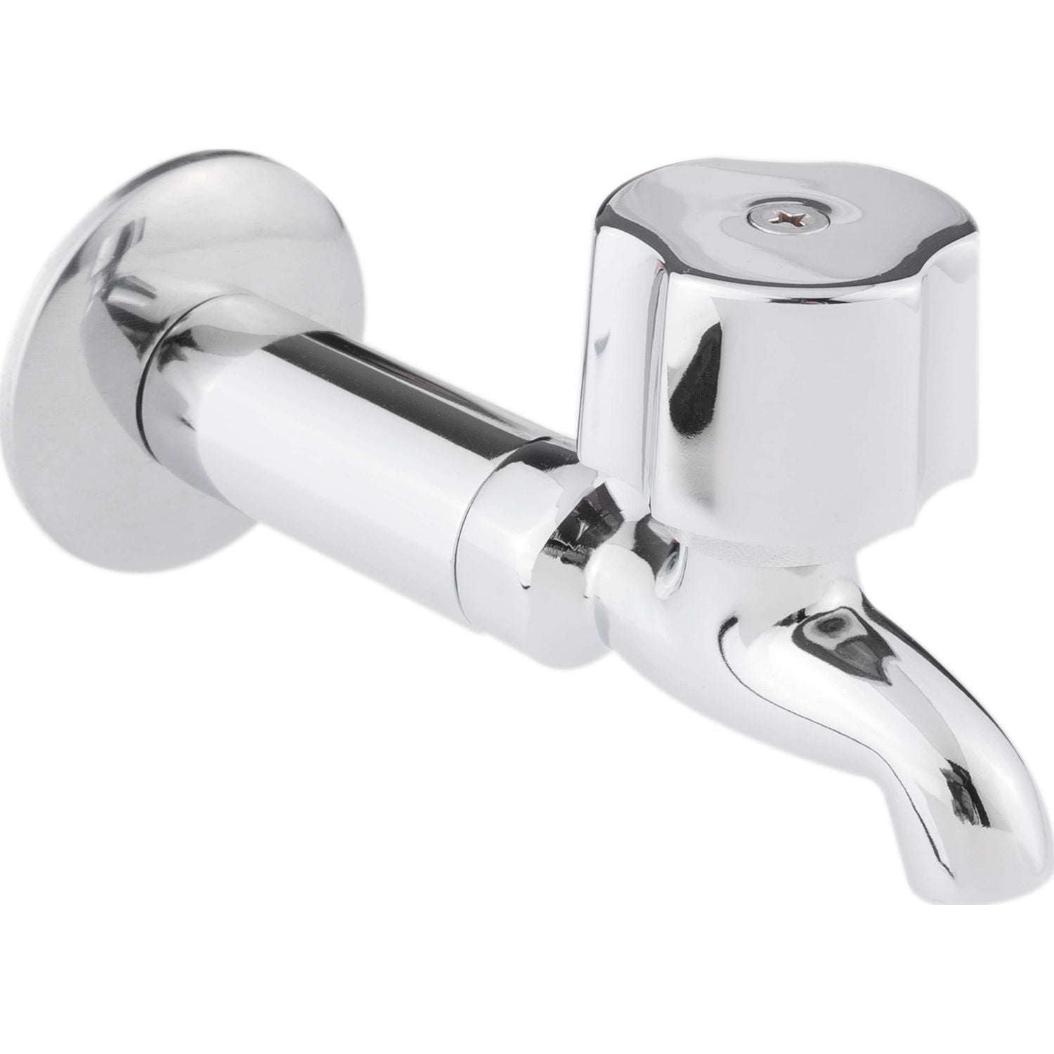 Llave alargada cromada para fregadero con maneral, niple y chapetón