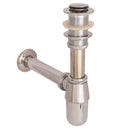 Trampa metálica de lujo para lavamanos con desague con tapa cromada y con rebosadero