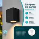 Lámpara de Pared Exterior Negra. Iluminación con 500 Lúmenes y Luz Cálida. Luminaria (bombillo se vende por separado).
