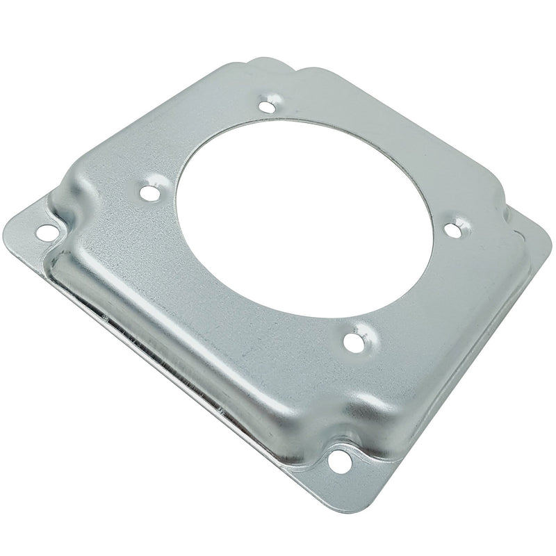 Tapa Metalica para Cajilla de 4x4 con Hueco para Tomacorriente Industrial de 220 Volt - 50Amp.