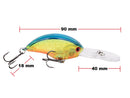 Señuelo Crank 90mm anzuelo triple azul amarillo