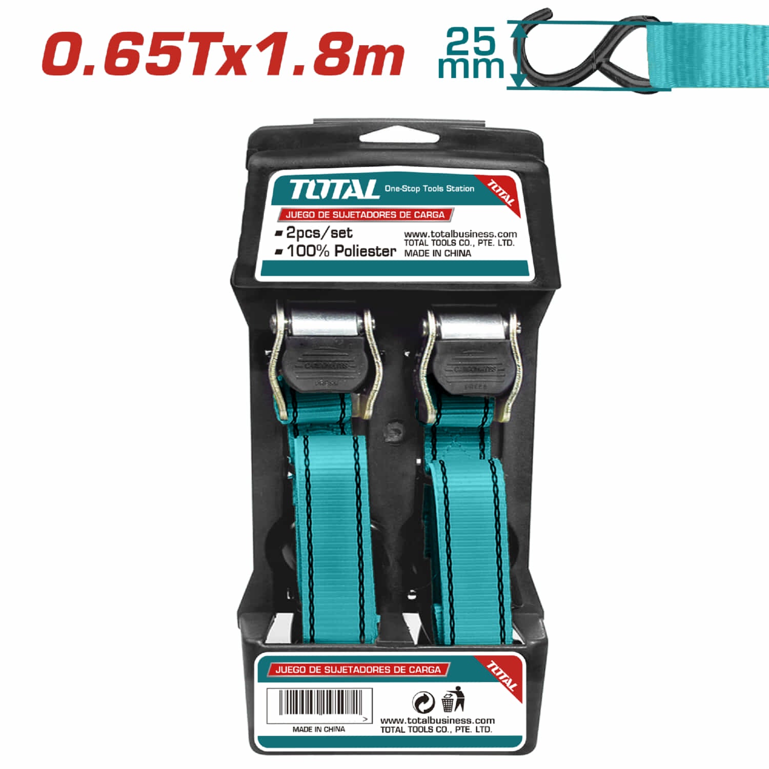 Sujetadores tipo hebilla 1.8m x 25mm. 0.65T. (Incluye 2 sujetadores)