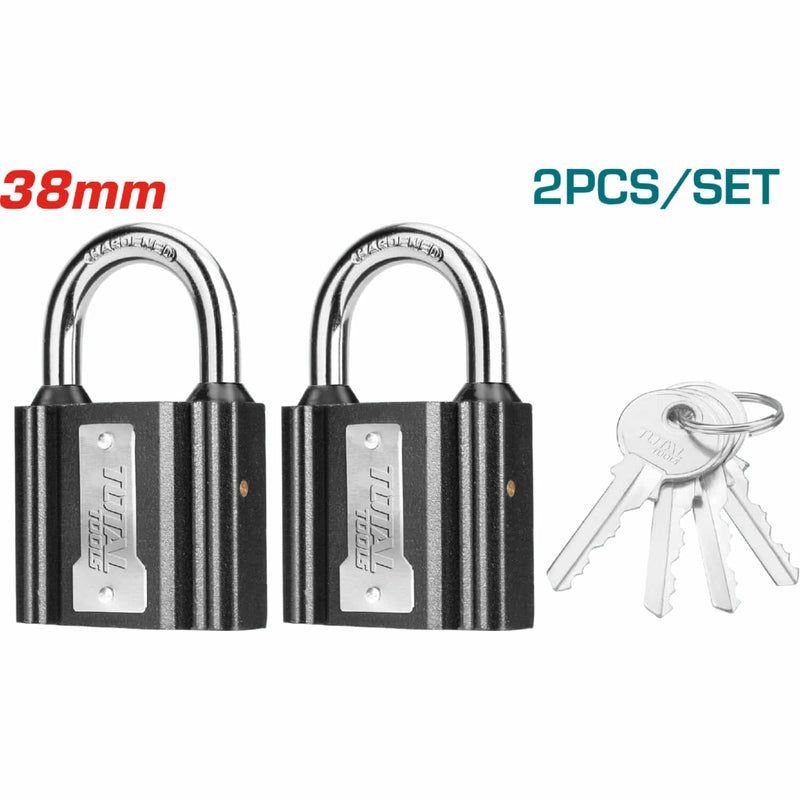 candados de hierro 38mm.Juego de 2  Con cubierta de goma impermeable. Incluye 4 llaves.