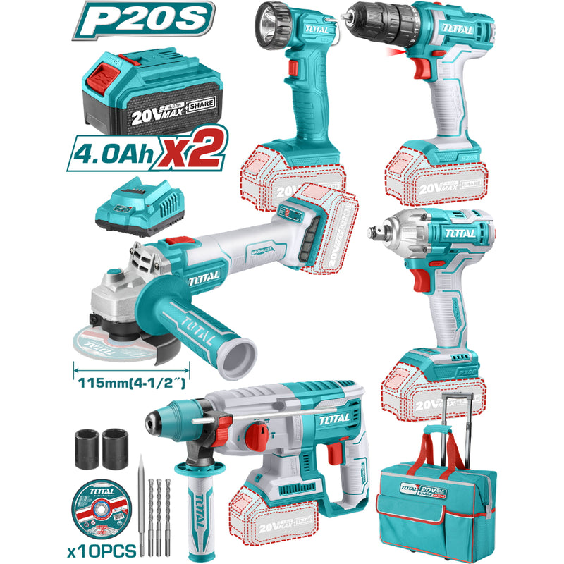 Combo Total 20V Llave de Impacto. Taladro Inalámbrico. Martillo Rotativo. Amoladora. POCAS UNIDADES