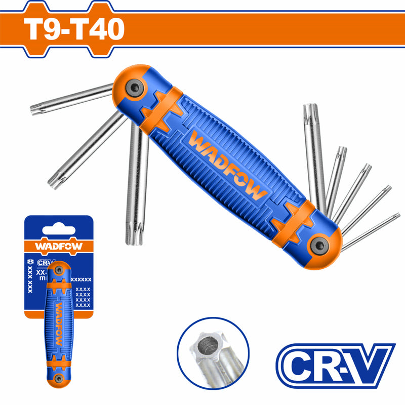 Llave Torx. Estilo navaja T9-T40. Tratamiento térmico y placa cromada. Cr-V (8 pzas.)