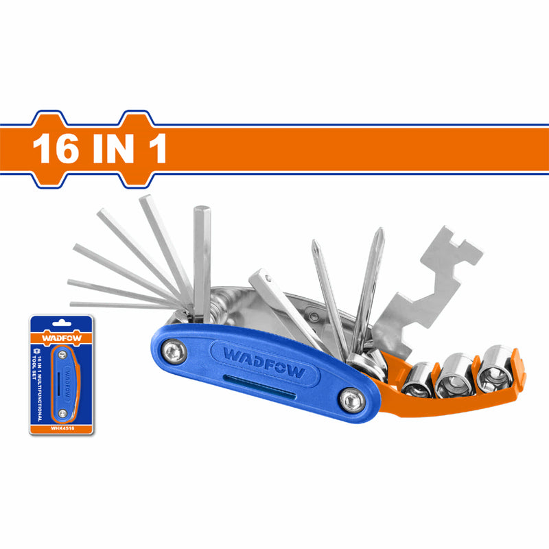 Navaja multifuncional de 16 operaciones. (Llave hexagonal, destornillador, adaptador) (16 pzas.)