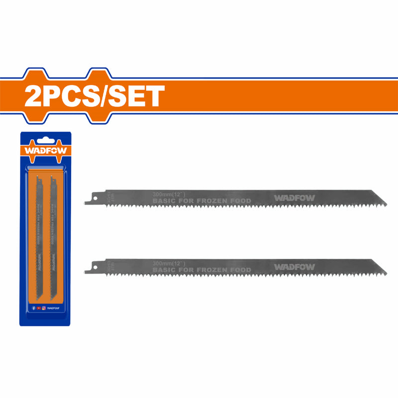 Hojas de sierra sable para alimentos congelados 300mm(12")8TPI. Material: Inoxidable.