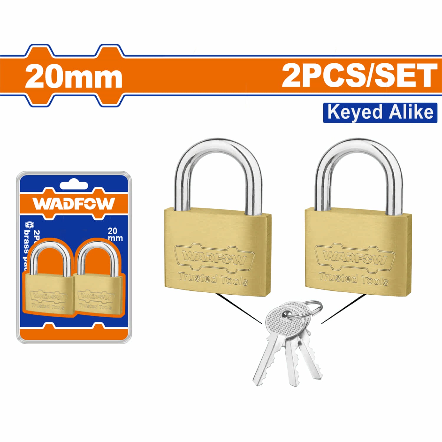 Candados de latón de 20mm con juego de llaves. Incluye 2 candados y un juego de 3 llaves único.