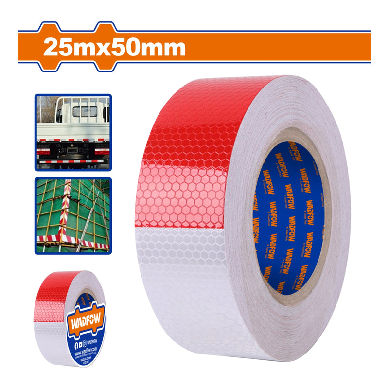 Cinta Reflectiva Rojo y Blanco Tránsito. 2" (50mm) x 25metros largo Alta resistencia a la intemperie. Señalización. Para vehiculos