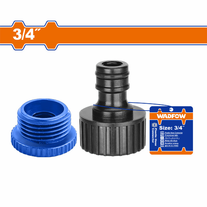 Conector para Manguera de 3/4” Con acoplamiento rápido. Fácil conexión con mangueras y grifos.