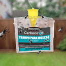 Trampa para moscas desechable. Incluye atrayente. Solo aplica agua y cuelga.