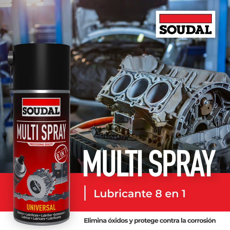 Lubricante multiusos 8 en 1. 400 ml. Soudal multi espray universal