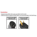 Adaptador Hembra NEMA 6-50R  Y Salida Macho NEMA  10-50P 125/250V Cat 80.