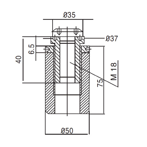 Tornillo de anclaje para spiders. para tubo plano. Hecho todo en acero inox.