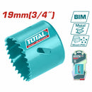 Broca cilíndrica HSS M3 Bi-Metal, Dientes variados 4-6TPI, diámetro 19mm.
