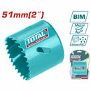 Broca cilíndrica HSS M3 Bi-Metal, Dientes variados 4-6TPI, diámetro 51mm.