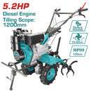 Moto azada motocultor diésel para arar la tierra cultivador 5.2HP Alcance de labranza 1200mm