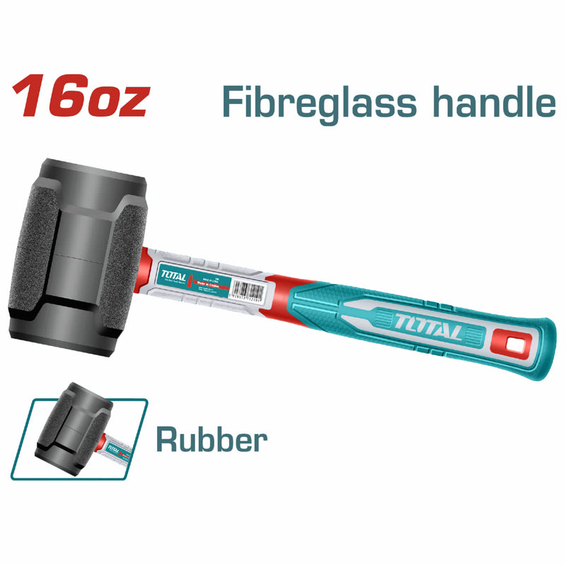 Martillo de goma 16oz Mango de Fibra de Vidrio No produce chispas.