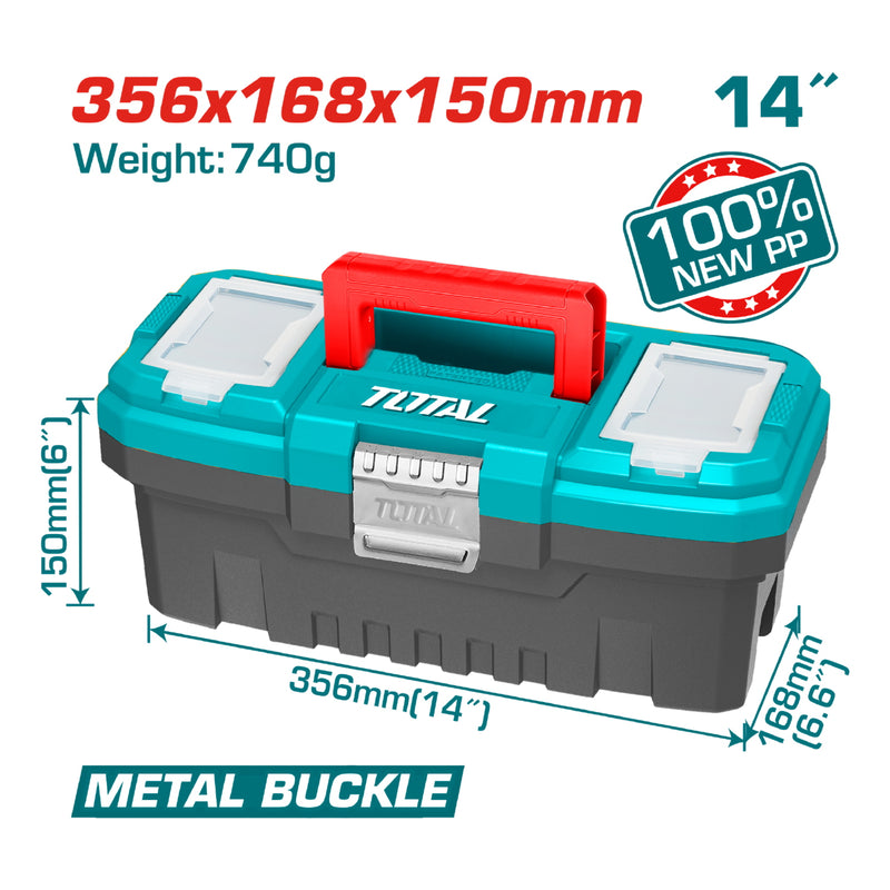 Caja de herramientas de plástico 14" TOTAL grapas Metálicas de alta calidad