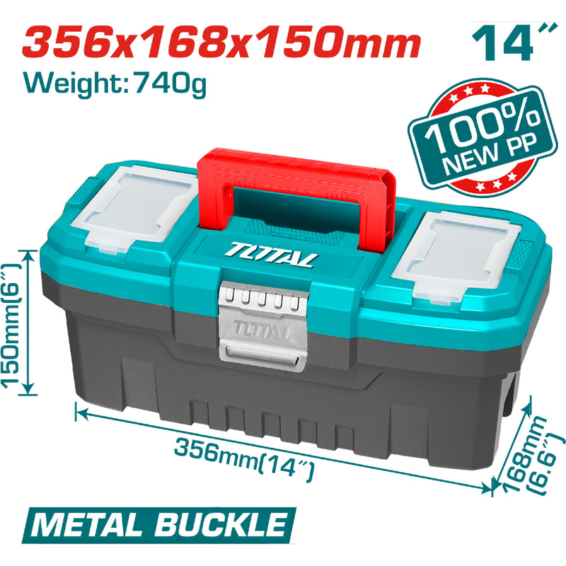 Caja de herramientas de plástico 14" TOTAL grapas Metálicas de alta calidad