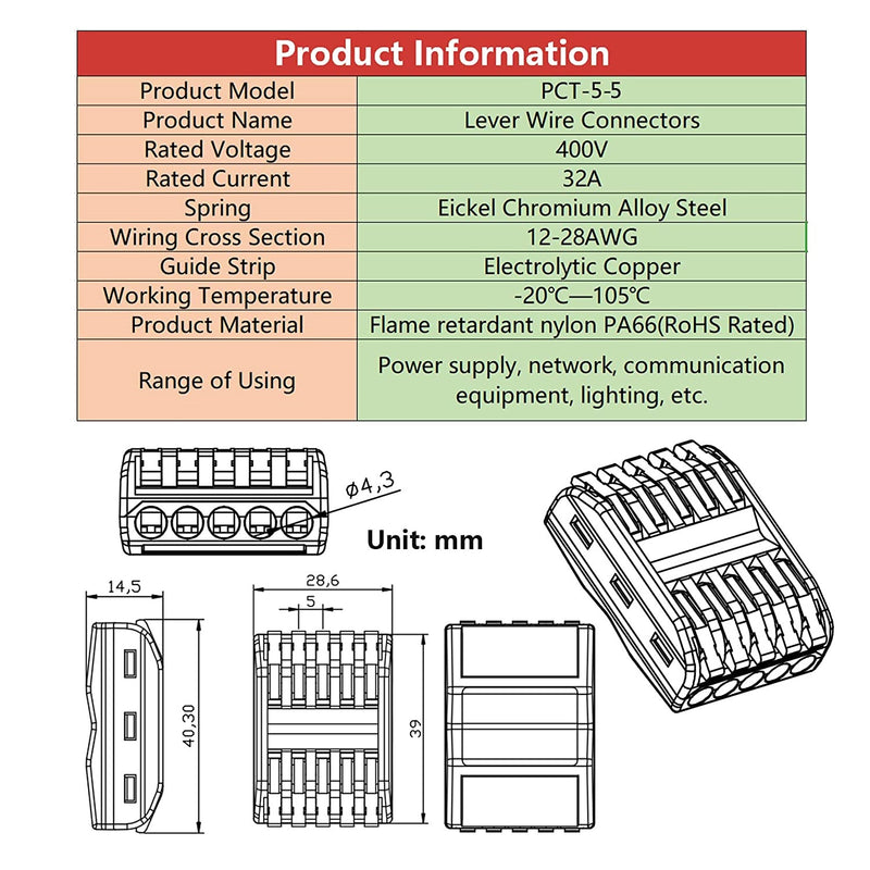 Conector eléctrico de empalme rápido. De 5 vías. (1 Und)
